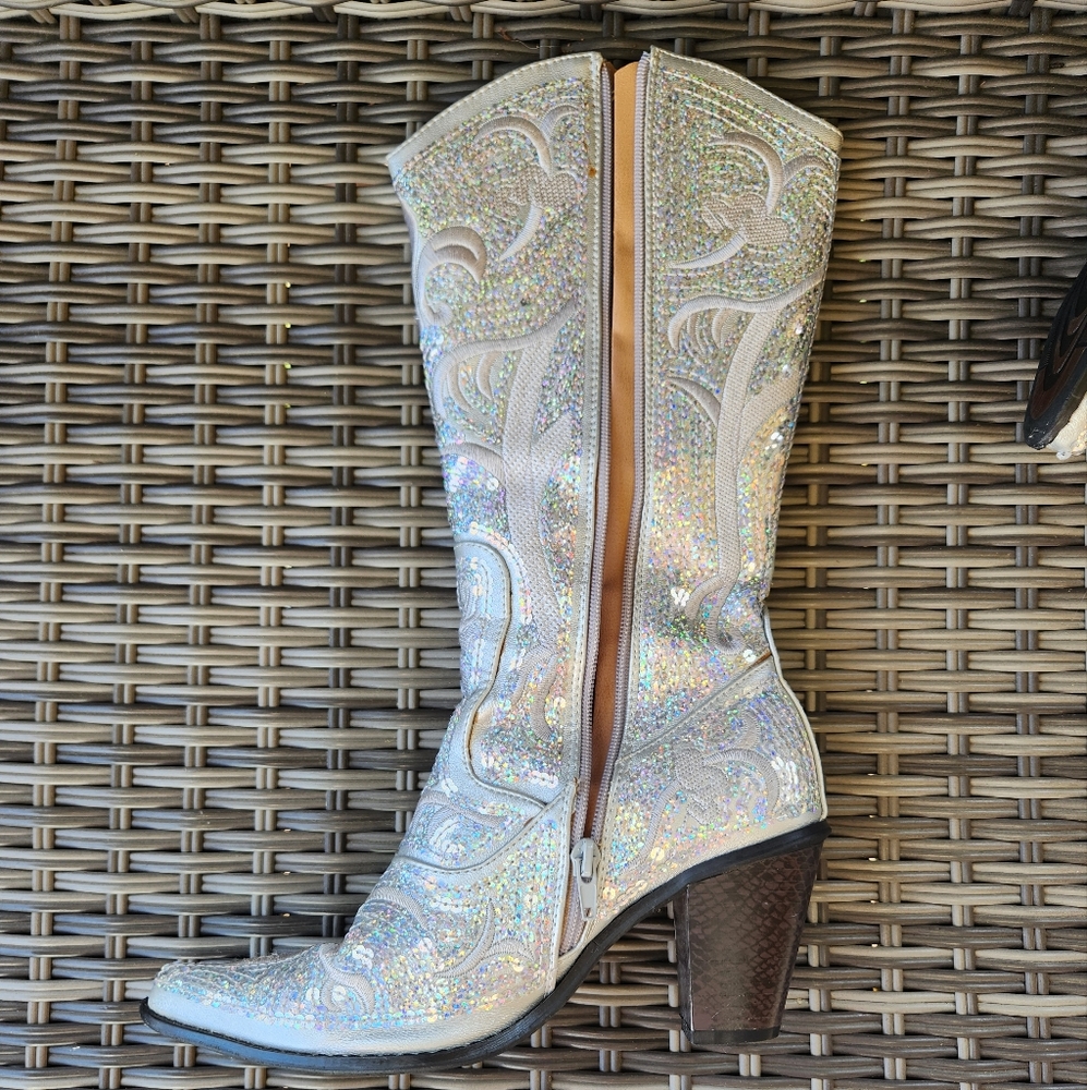 Helen Heart's Silver Heel Boot